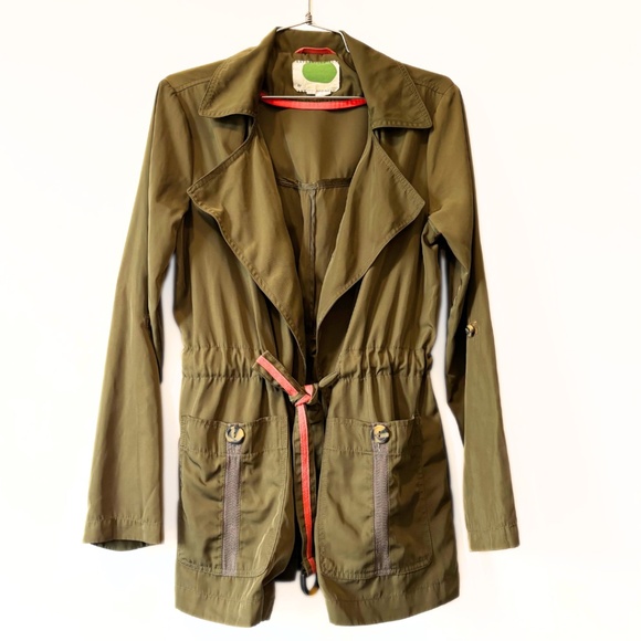 Anthropologie Gisborne Obi Trench Anorak Jacket Olive Green Size XS - Picture 3 of 11